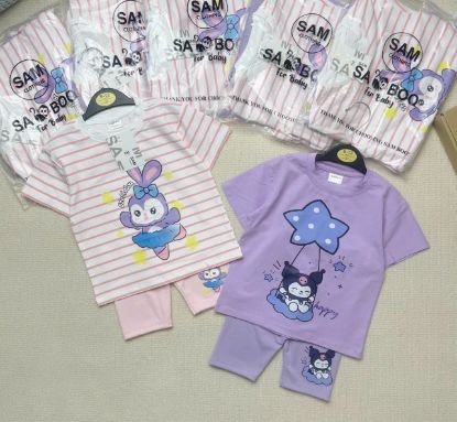 Ảnh của Set 2 bộ cotton koromi kẻ tím