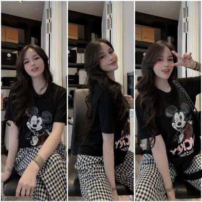 Ảnh của Set bộ áo mickey mix quần kẻ