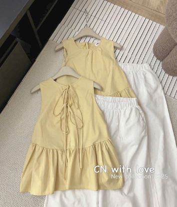 Ảnh của Set bộ áo babydoll vàng quần suông