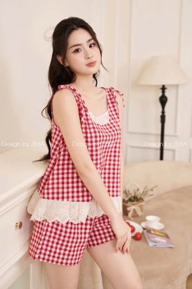 Ảnh của Set bộ kẻ caro SN phối ren