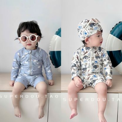 Ảnh của Set 2 bộ bơi Animals tone ghi be kèm mũ
