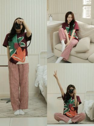 Ảnh của Set áo díp mix quần kẻ đỏ