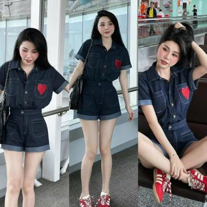 Ảnh của SET JEANS GIẤY JUM THÊU TIM TAY GẤU LV