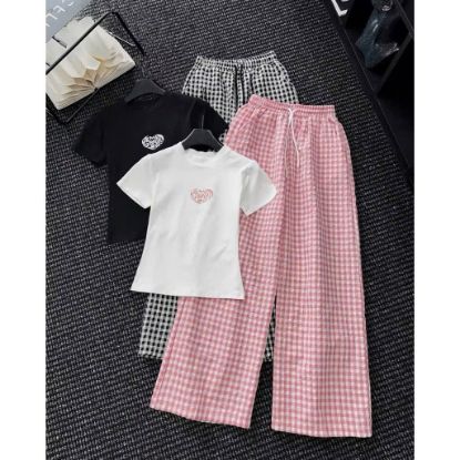 Ảnh của Set áo tim mix quần kẻ