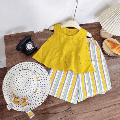 Ảnh của Set 3CT áo vàng quần kẻ tặng mũ