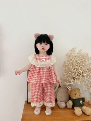 Ảnh của Set bộ kẻ caro phối ren