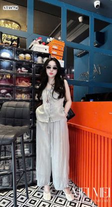 Ảnh của Set bộ đũi xanh quần suông chân bèo
