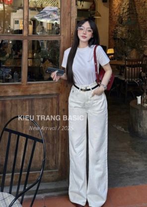 Ảnh của Set áo Dior thêu mix quần jean trắng kèm đai