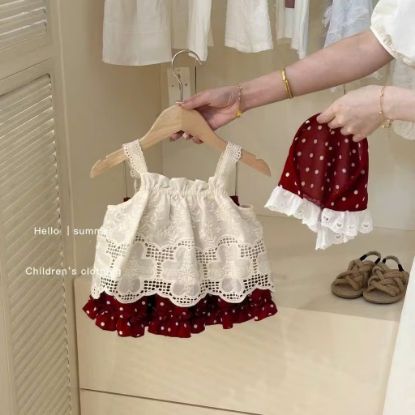 Ảnh của Set bộ ren 2S mix cv bi đỏ kèm khăn