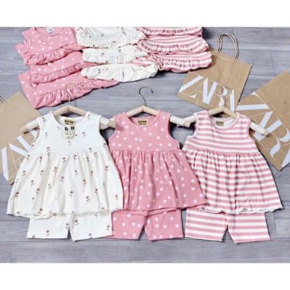 Ảnh của Set 3 bộ babydoll kẻ hồng
