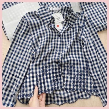 Ảnh của ÁO SƠ MI KẺ CARO ZRA THÊU HOA VINTAGE - SANG CHẢNH