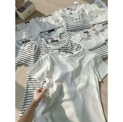 Ảnh của Set 2 áo ZR túi ngực kẻ trắng