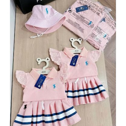 Ảnh của Set hồng thêu ngựa mix cv kèm mũ