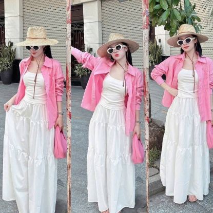 Ảnh của Set 3CT áo sơ mi hồng mix áo 2S CV xoè