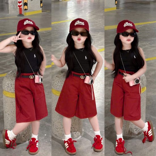 Ảnh của Set áo 3 lỗ đen mix quần đỏ ( kèm belt)