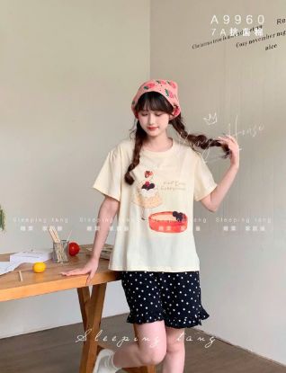 Ảnh của Set áo cộc be mix quần bi
