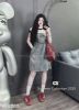 Ảnh của Set yếm jean mix áo kẻ