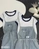 Ảnh của Set yếm jean mix áo kẻ