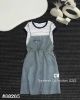 Ảnh của Set yếm jean mix áo kẻ