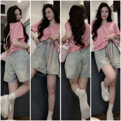 Ảnh của Set áo phông hồng mix quần jean