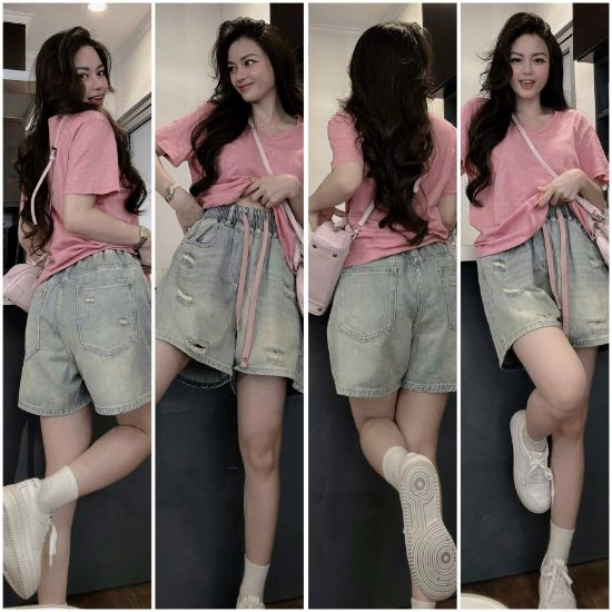 Ảnh của Set áo phông hồng mix quần jean